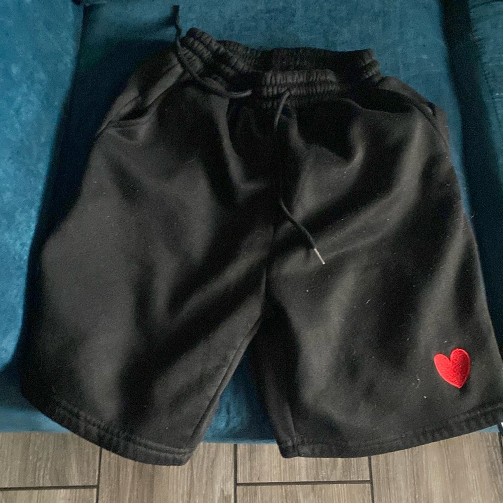 black shorts with heart